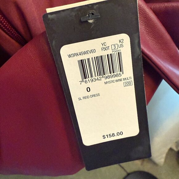 Guess Faux Leather Burgundy Midi Dress - NWT - Picture 11 of 12